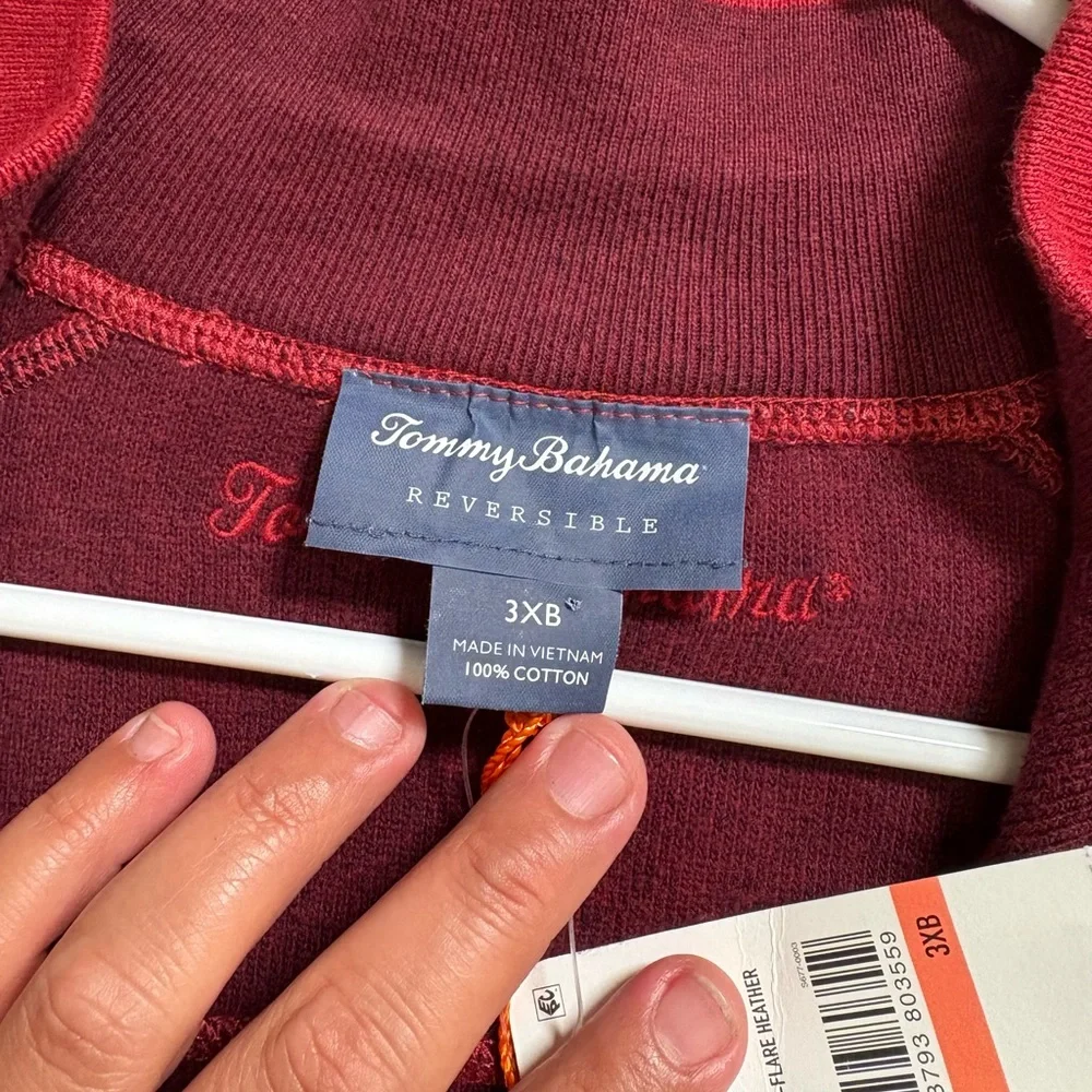 NWT Tommy Bahama Reversible Zip Up Sweater,100% Cotton,Size 3XB